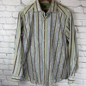 Robert Graham Shirt Mens Medium Western Floral Long Sleeve Button Flip Cuff